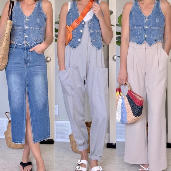 44 Fabulous jeans Buttoned Vest Top Jacket - Picture 2 of 6